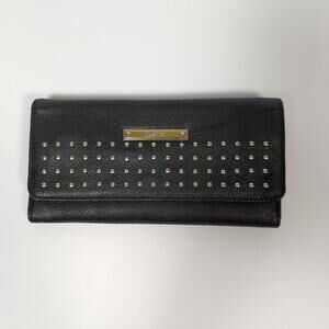 Nine West Black Studded Envelope Wallet Clutch Faux Leather